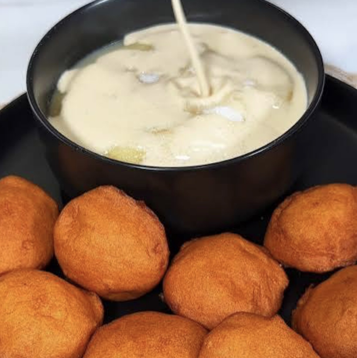 Hot Pap (akamu) with Akara