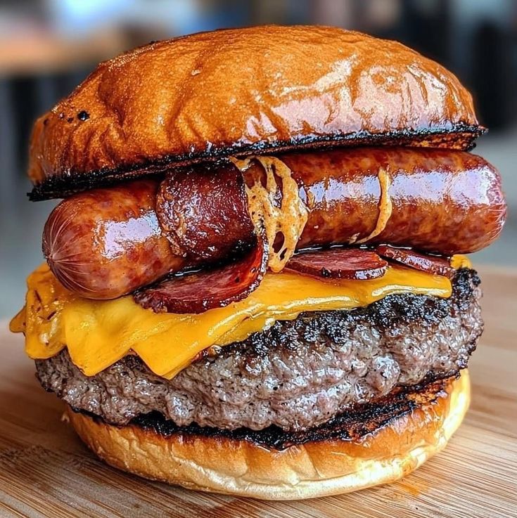 Beef Burger with sausage