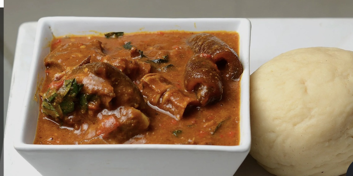 Pounded Yam and Vegetable Soup