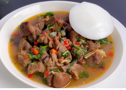 Goatmeat Peppersoup with Agidi
