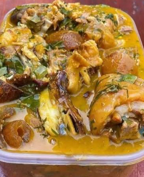 Oha Soup (2 goat meat, 2 beef, kpanla, ponmo, stockfish & dry fish)
