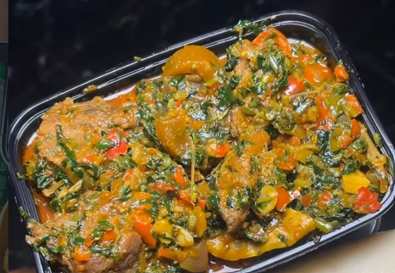 Vegetable Soup (2 goat meat, 2 beef, kpanla, ponmo, stockfish & dry fish)