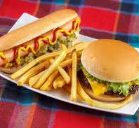 Beef Burger,Fries And Hot Dog