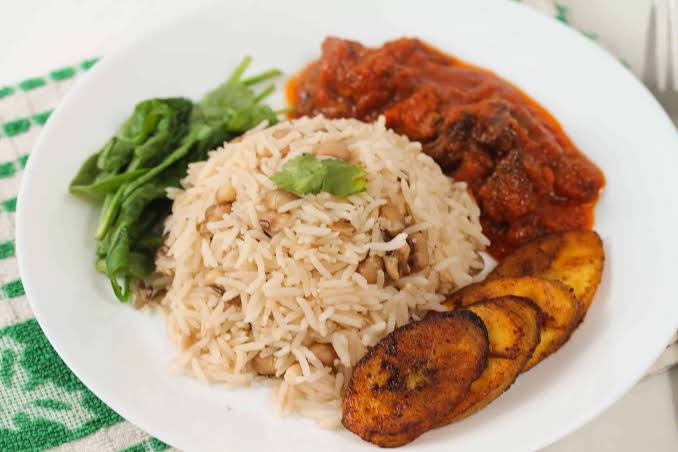 White Rice And Beans With Beef, and Planatain