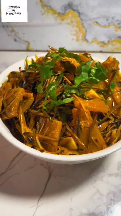 Peppered Kpomo with Ugba and dryfish
